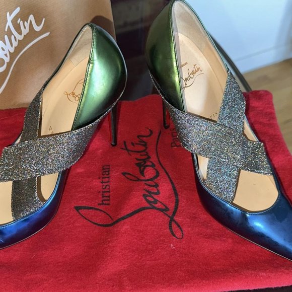 Christian Louboutin Sharpstagram crossover metallic patent leather pumps - Picture 6 of 9